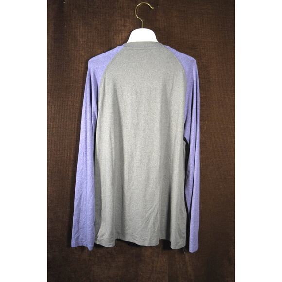 LSU Gray T-Shirt by Colosseum Long Purple Raglan Sleeve Size L Purple Spell-out - Picture 4 of 5